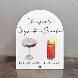 Signature drinks acrylic sign, Signature drinks sign, Custom drinks sign, Bar signs, Signature drinks bar sign