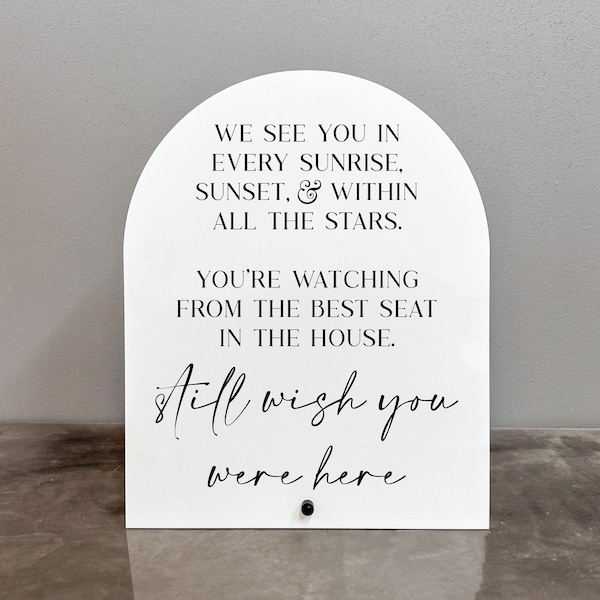 Wedding Memorial Acrylic Sign | Wedding Memorial Sign | In Loving Memory Acrylic Sign | Still Wish You Were Here Sign | Remembrance Sign