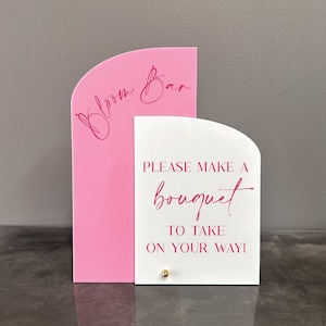 Acrylbord Bloom Bar | Bloom Bar-bord | Flower Bar-bord | Pink Bloom Bar-bord | Roze bord met bloemenbalk | Vrijgezellenfeest bord met bloemen |