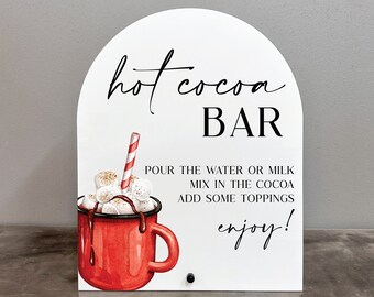 Hot cocoa bar acrylic sign, Hot cocoa bar sign, Hot cocoa bar, Hot chocolate bar sign, Holiday party hot chocolate bar sign, Hot cocoa sign