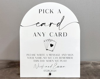 Pick a card acrylic sign, Playing cards guestbook sign,Playing cards guestbook acrylic sign,Playing Card Guestbook,Pick a card any card sign