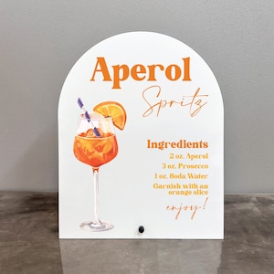 Aperol spritz acrylic sign, Aperol spritz sign, Aperol spritz bridal shower, Aperol spritz recipe sign, Aperol spritz theme, Spritz bar