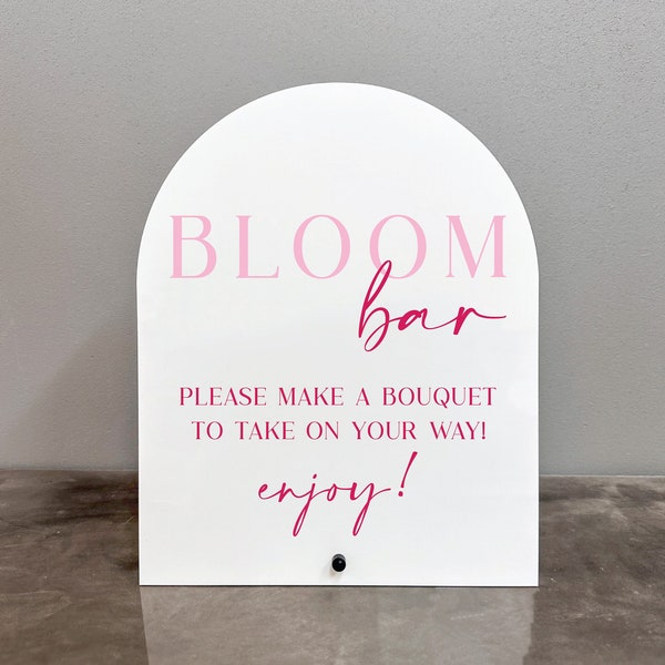 Pink bloom bar sign, Bloom bar acrylic sign, Bloom bar sign, Flower bar sign, Bloom bar, Bridal shower bloom bar sign, Make a bouquet sign,