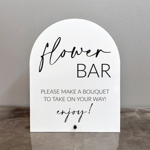 Flower bar acrylic sign, Flower bar arch sign, Flower bar sign, Flower bar favors sign, Make a bouquet sign, Bridal shower flower bar sign