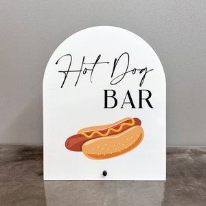 Hot dog bar acrylic sign, Hot dog bar sign, Hot dog bar, Hot dog sign, Food signs, Food station signs, Build your own hot dog sign