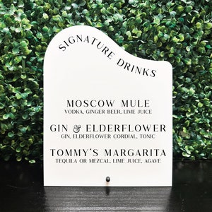 Signature drinks acrylic sign, Signature drinks sign, Wavy signature drinks sign, Unique signature drinks sign, Wavy bar menu, Wavy bar sign