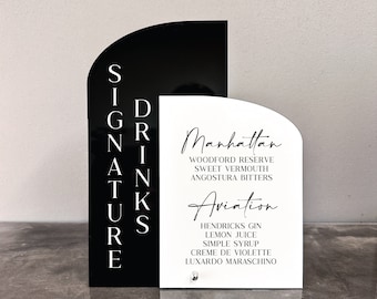 Signature Drinks Sign | Wedding Arch Bar Sign | Wedding Drink Menu | Custom Acrylic Bar Menu Sign for Wedding | Bar Menu | Bar Menu Wedding