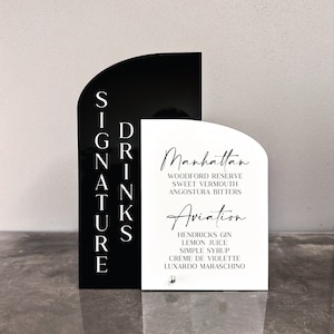 Signature Drinks Sign | Wedding Arch Bar Sign | Wedding Drink Menu | Custom Acrylic Bar Menu Sign for Wedding | Bar Menu | Bar Menu Wedding