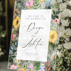 Wildflower wedding acrylic sign, Custom welcome sign, Floral sign for weddings, Spring wedding sign, Flower wedding sign, Wildflower sign