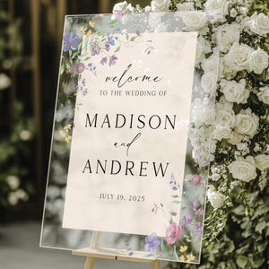 Personalisierte Wildblumen Acryl Hochzeit Willkommensschild - Individuelle Blumenschilder für Frühling & Garten Hochzeiten