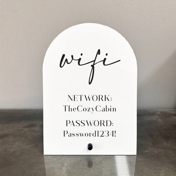 Wifi Acrylic Sign | Wifi Sign | Acrylic Wifi Sign | Wifi Network and Password Sign | Rental Wifi Sign | Rental House Signs | 5x7 Wifi Sign