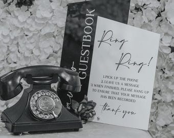 Wedding audio guestbook sign, Audio guestbook acrylic sign,  Audio guestbook instructions sign, Audio guestbook instructions, Ring Ring sign