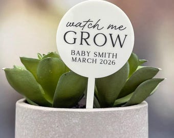 Watch me grow succulent tags, Acrylic watch me grow tags, Baby shower favor tags, Watch me grow, Succulent tags,  *Succulent Not Included*