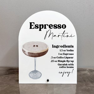 Espresso Martini Acrylic Sign | Espresso Martini Sign | Espresso Martini Recipe | Espresso Martini Bar Sign |Espresso Martini Recipe Sign