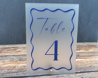 Wavy acrylic table numbers, Wedding Table Numbers, Custom table numbers
