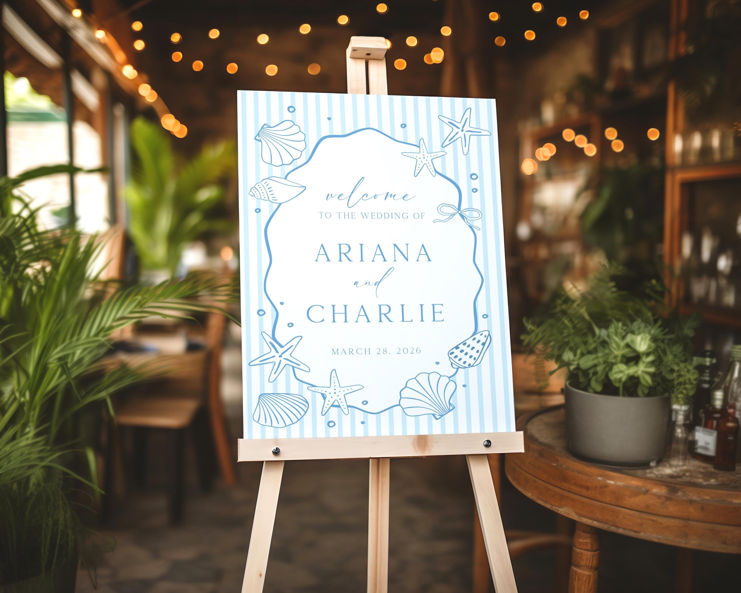 Seashell Wedding Welcome Acrylic Sign, Beach Wedding Welcome Sign ...