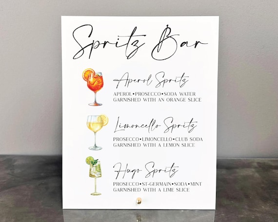 Spritz bar acrylic sign, Spritz bar sign, Aperol spritz Limoncello spritz Hugo spritz sign, Spritz bar, Love at first spritz, Spritz party