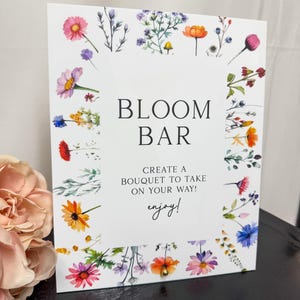 Acrylic bloom bar sign, Flower bar sign, Wildflower bridal shower sign, Bridal shower favors sign, Wildflower sign, Bloom bar White