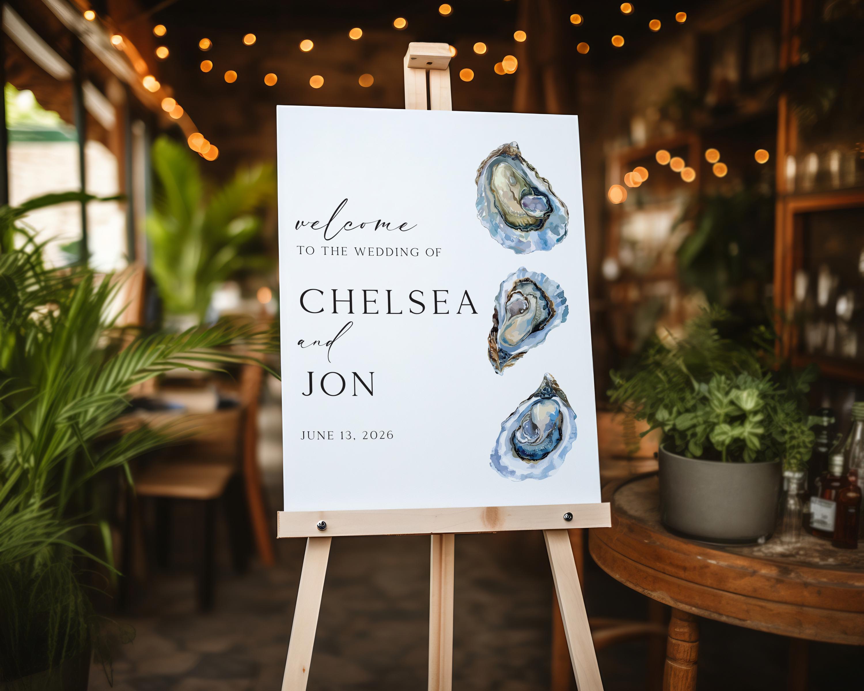 Oyster Wedding Welcome Acrylic Sign, Beach Wedding Welcome Sign - Etsy