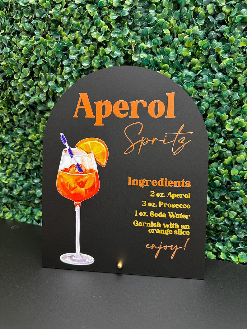 Aperol spritz akrylskylt, Aperol spritz-skylt, Aperol spritz möhippa, Aperol spritz receptskylt, Aperol spritz-tema, Spritzbar Matte Black Acrylic