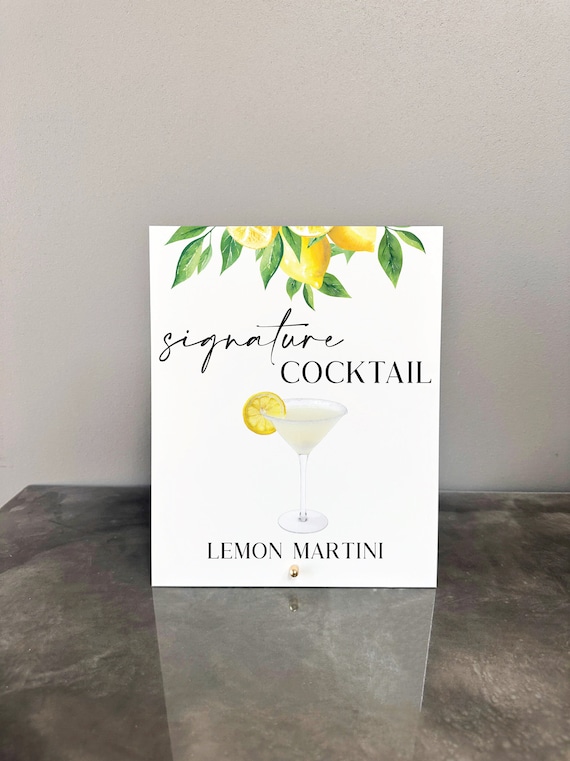 Lemon Drop Signature Cocktail Acrylic Sign | Lemon Drop Acrylic Sign | Lemon Drink Sign | Lemon Bar Menu Sign | Lemon Drink Acrylic Sign