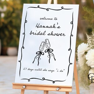 Handwritten bridal shower acrylic welcome sign, Whimsical welcome sign, Illustration bridal shower sign, Wavy bridal shower sign