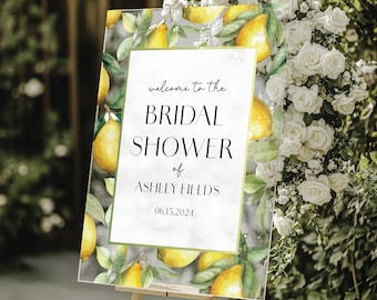 Lemon bridal shower acrylic welcome sign, Lemon Bridal Shower Decor, She found her main squeeze bridal shower, Summer Bridal Shower
