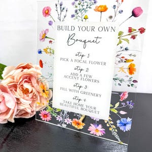 "Erstellen Sie Ihr Eigenes Bouquet Acrylschild, Blumenbarschild, ""Blütenbar""-Schild, Wildblumenschild, Bouquet-Bar-Schild, Bauen Sie Ihren eigenen Blumenstrauß."
