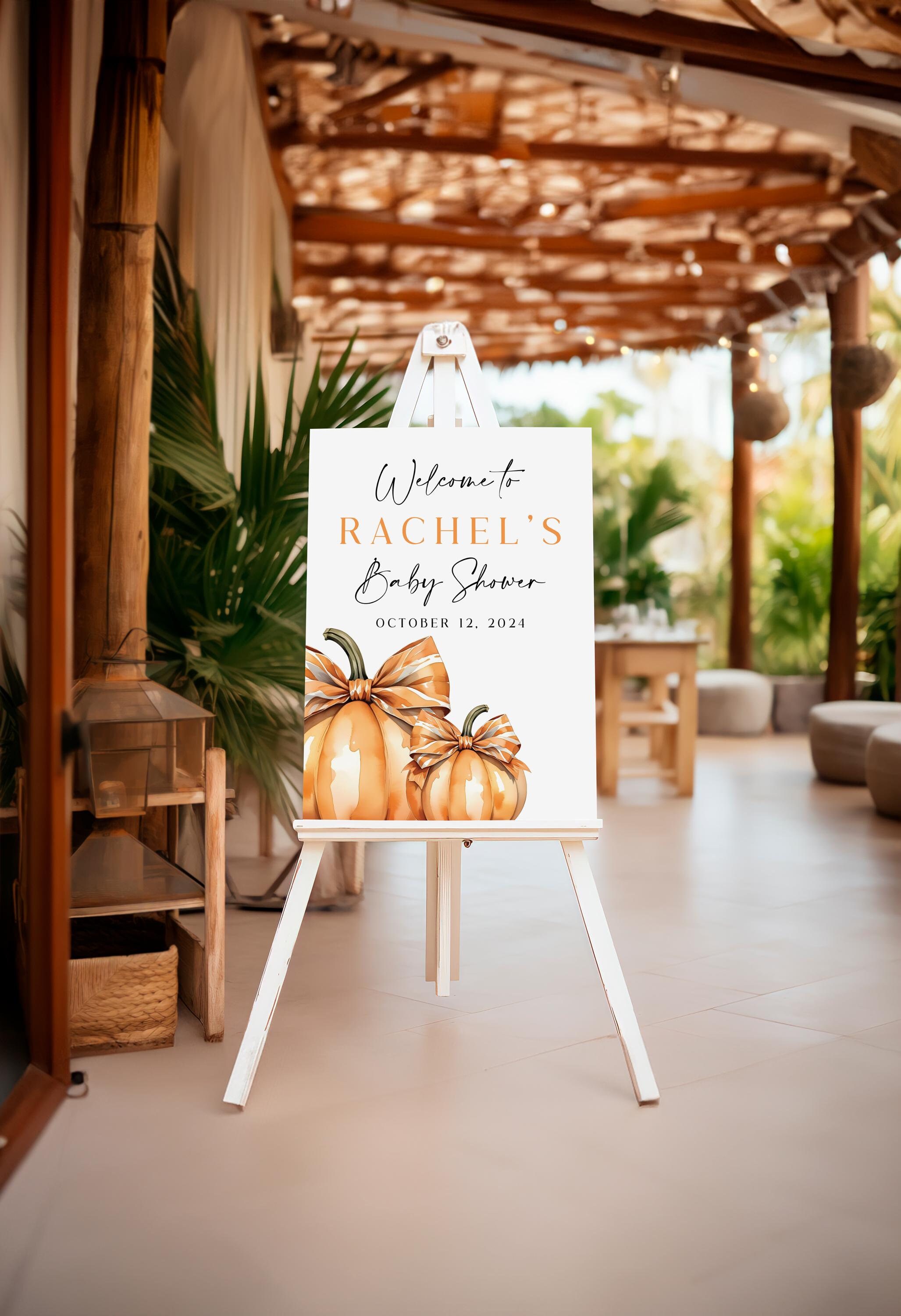 Pumpkin baby shower welcome sign, Pumpkin welcome sign, Pumpkin bow welcome sign, A little pumpkin is on the way sign,Pumpkin welcome sign
