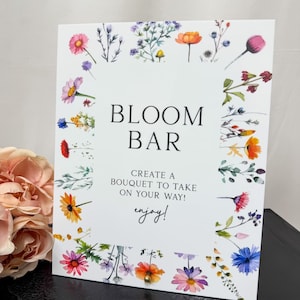 Acrylic bloom bar sign, Flower bar sign, Wildflower bridal shower sign, Bridal shower favors sign, Wildflower sign, Bloom bar image 6