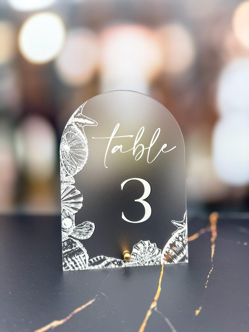 Seashell acrylic table numbers, Beach wedding decor, Tropical Nautical wedding image 2