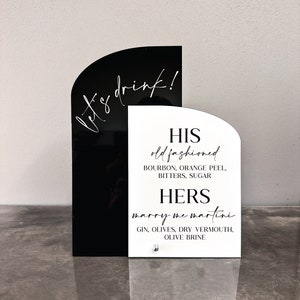 His and Hers Drink Sign | Wedding Arch Bar Sign | Let&#39;s Drink Sign | Bar Menu | Bar Menu Wedding |Signature Drinks Bar Sign|Signature Drinks