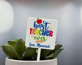 Best Teacher Ever Plant Tag | Teacher Appreciation Gift | Personalized Succulent Gift for Teacher