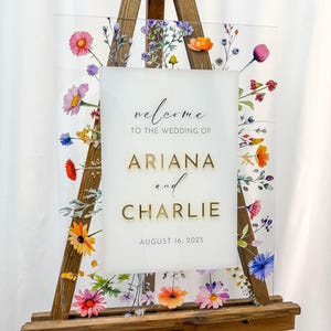 3D wildflower wedding acrylic sign, Custom welcome sign, Floral sign for weddings, Spring wedding sign, Flower wedding sign, Wildflower sign