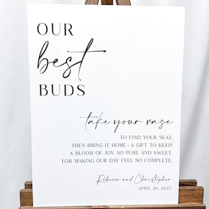 Acrylbord Our Best Buds, bord 'Take your vase', Bordje voor plaatsing vaas vaas, Bord 'Onze beste knoppen', Bordje bloempot