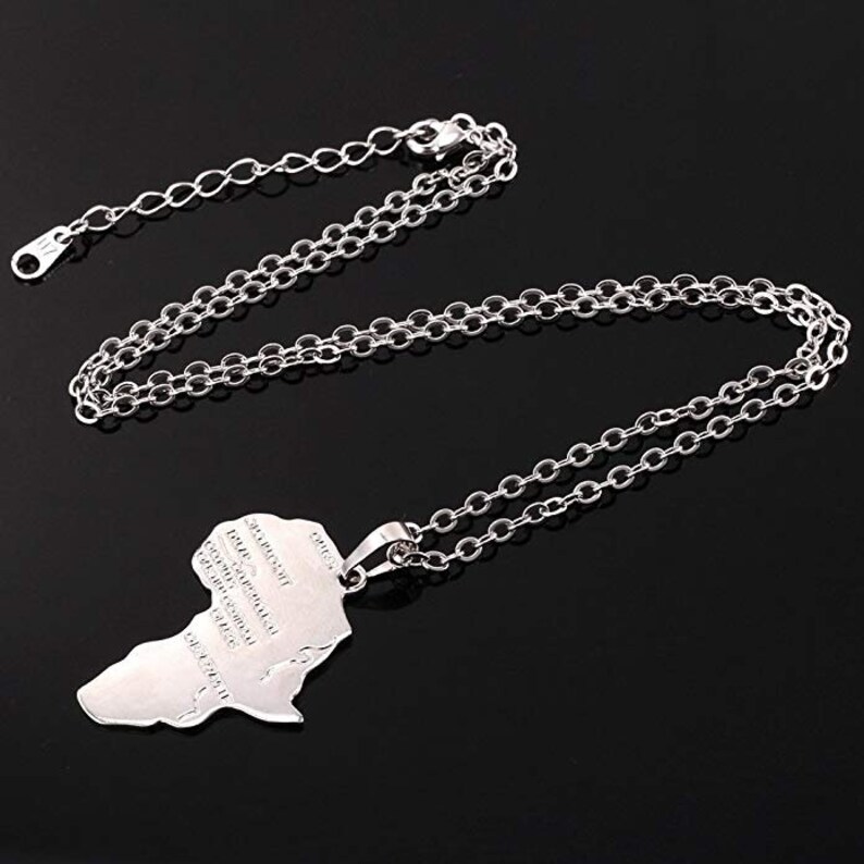 Mother Africa Necklace, Africa Necklace Motherland Necklace UNISEX Silver Africa Necklace Silver Motherland Necklace