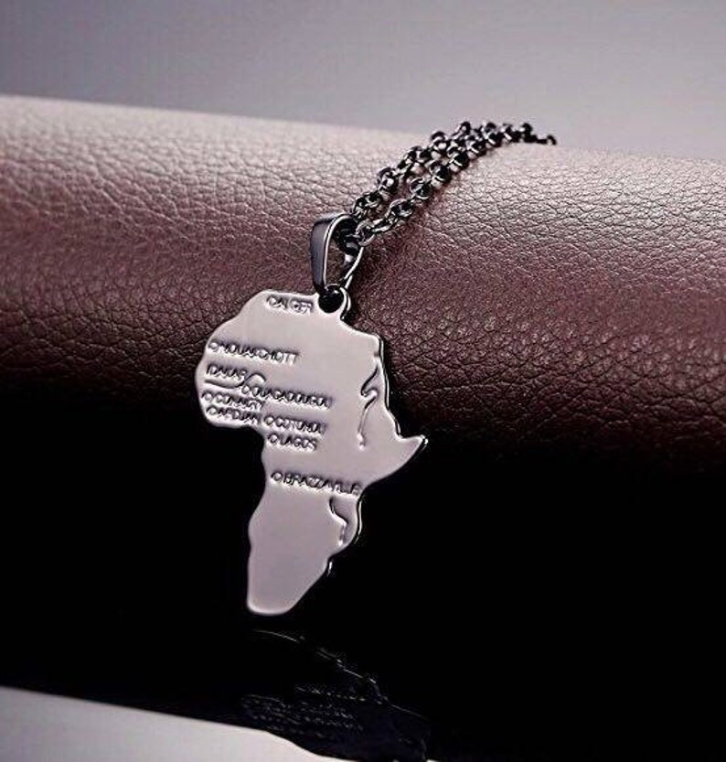 Mother Africa Necklace, Africa Necklace Motherland Necklace UNISEX Silver Africa Necklace Silver Motherland Necklace