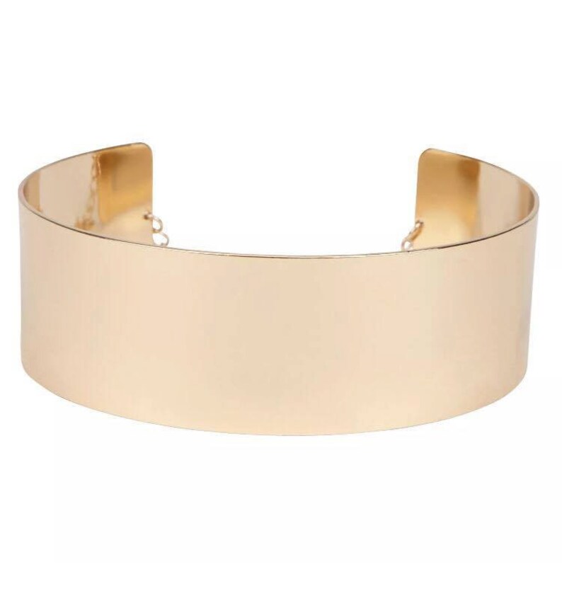 GOLD CUFF CHOKER, Gold High Neck Choker, Wide Metal Choker, Collar Necklace Choker, Wide Neck Choker, High Neck Choker image 5