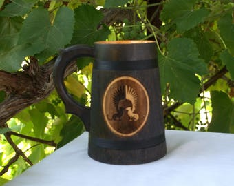 Caneca de cerveja de madeira 0,6L (20,3 us fl oz) Cerveja Stein Caneca de cerveja Presente para padrinhos Presente para namorado Presente para irmão Presente para padrinhos de madeira Óculos para padrinhos Presente barato