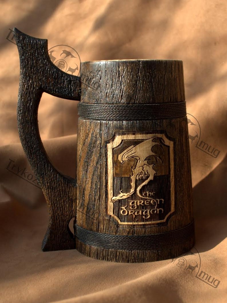 Caneca de madeira personalizada 0,7 l (23 oz) Presentes para homens Presente de casamento Cerveja Caneca de madeira Pronto para enviar caneca personalizada imagem 2