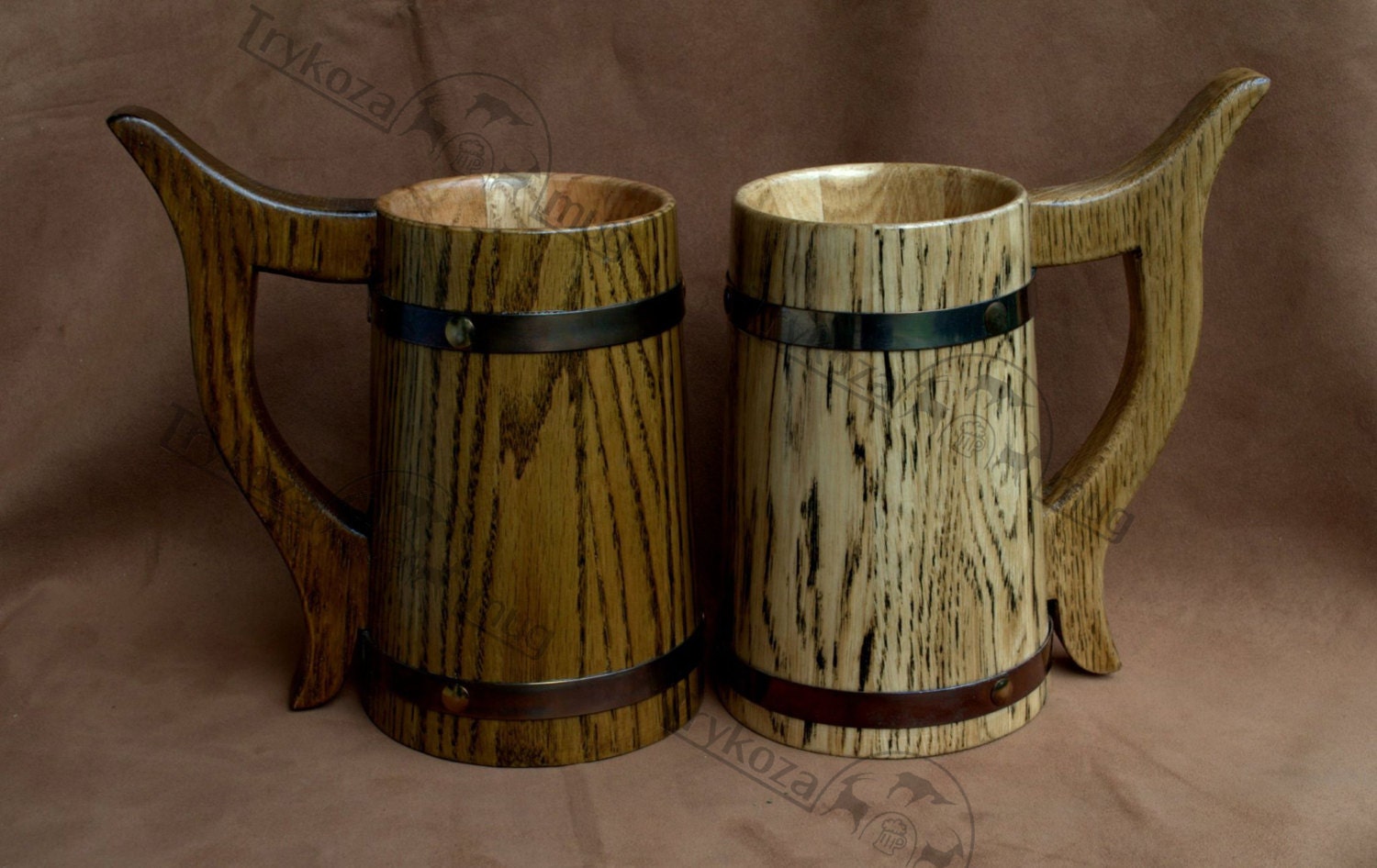 Set of 2 wooden Beer Mugs Natural wood Handmade Wedding gift Etsy