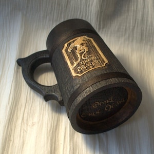The Green Dragon beer stein Personalized wooden Mug 0.7 l (23oz)  Natural wood Handmade Wedding gift Beer tankard Wooden tankard Custom mug