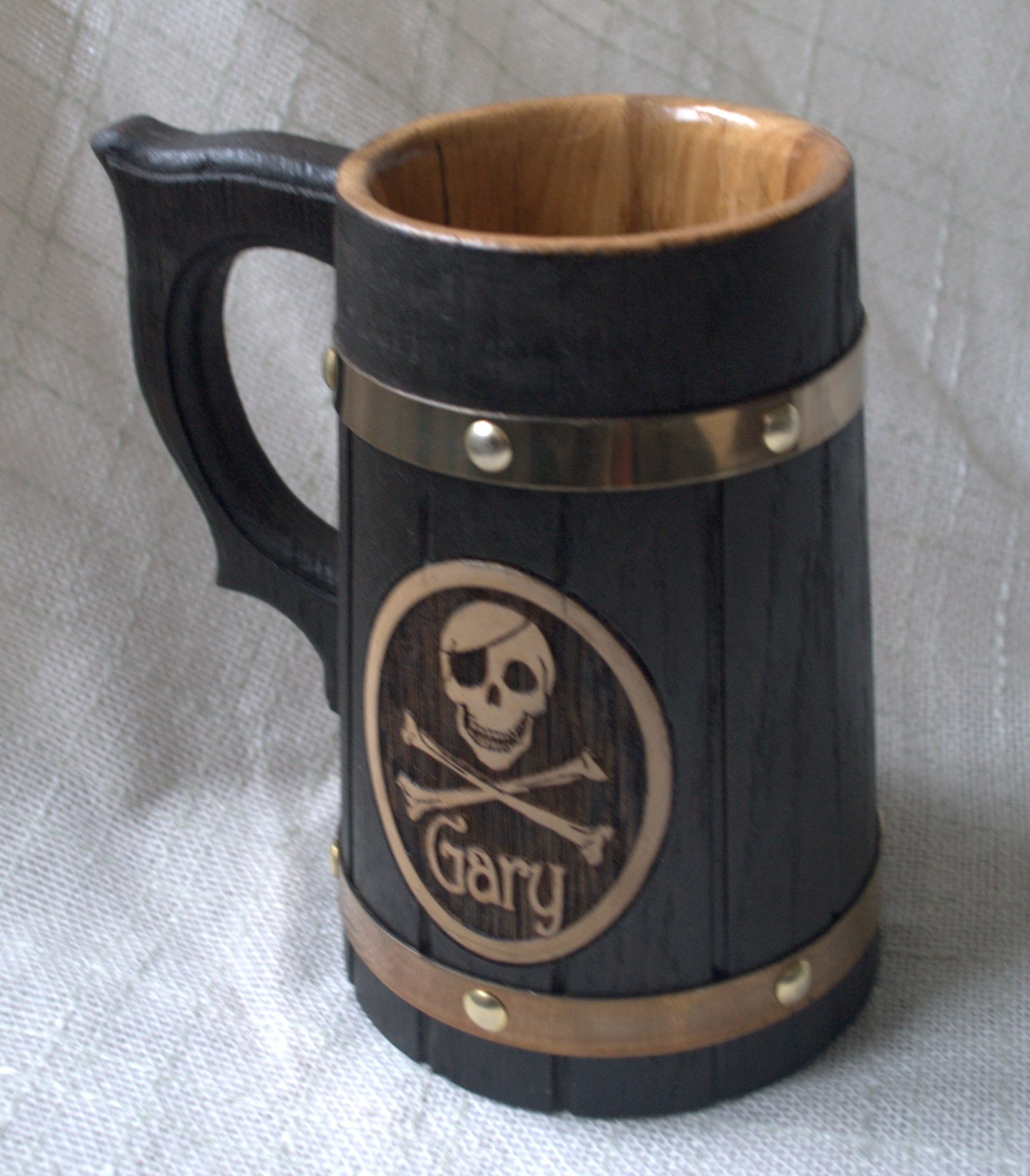 Pirate Skull Groomsman Gift Mug Wooden Beer mug 07 l 23oz Etsy