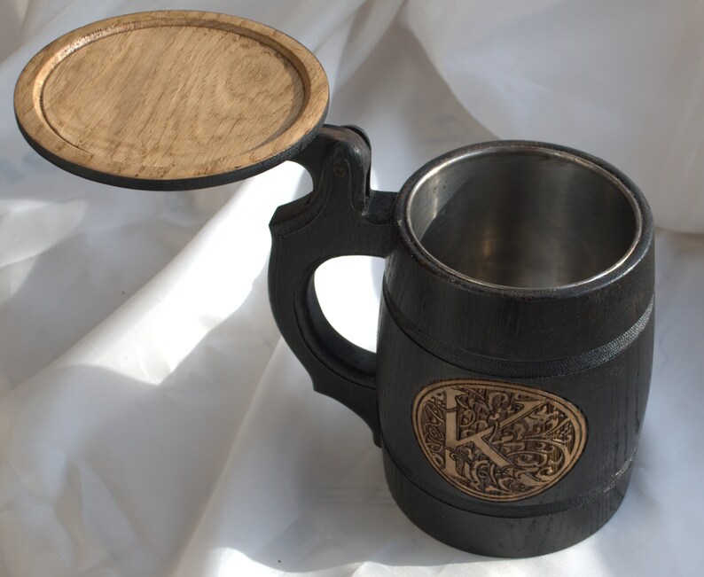 Wooden Beer mug Stein with lid Groomsmen gift Wedding party Etsy