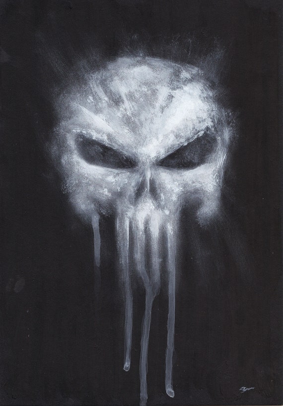 The Punisher Artwork - Original Painting of Frank Castle's Logo - Etsy