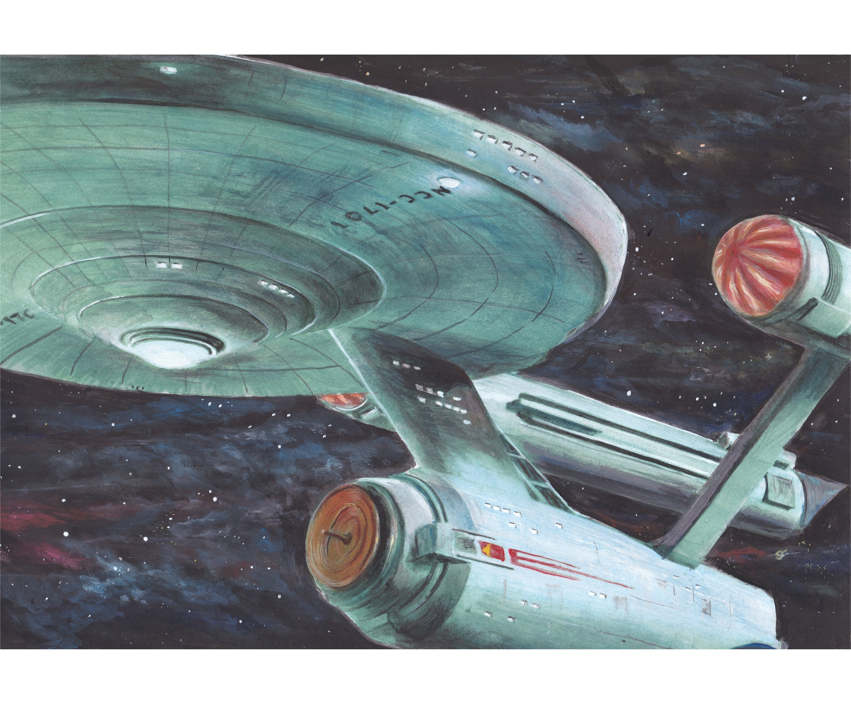 Star Trek painting of the Starship Enterprise NCC 1701 A4 Etsy