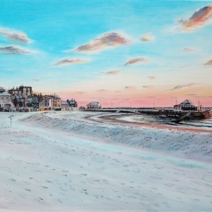 Broadstairs Original Art - Painting of Viking Bay in the snow