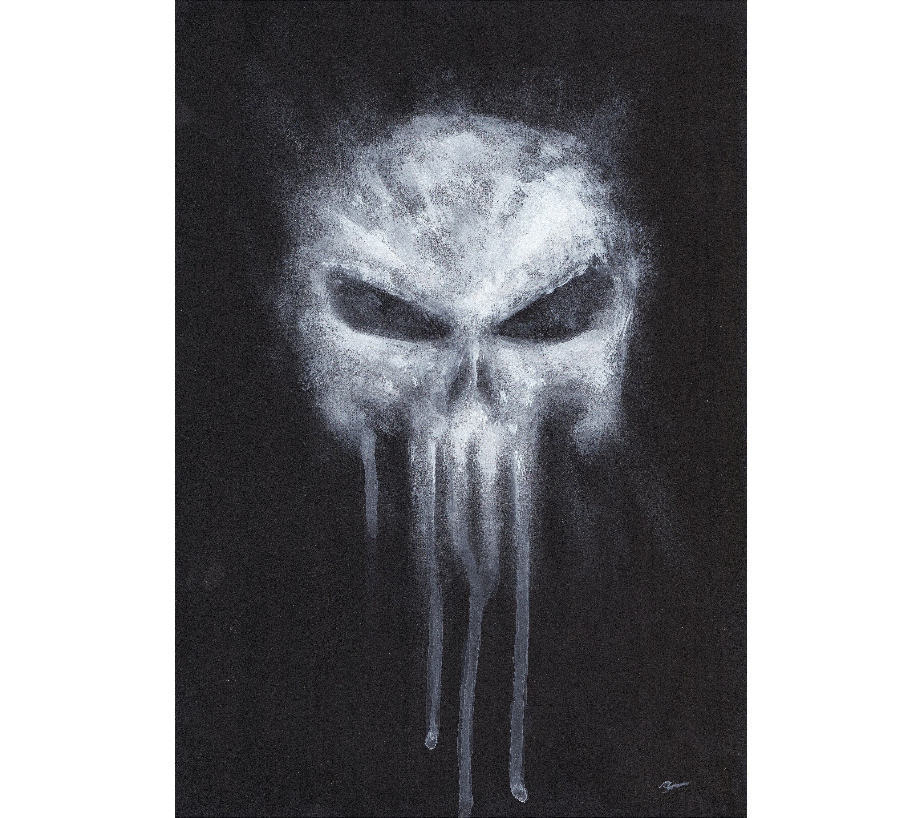 Marvel The Punisher Skull and Red Streaked Logo Art Print by Rayank Hamdo -  Fine Art America