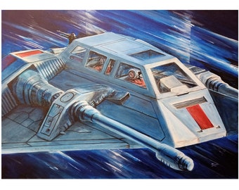 Star Wars Original Art - Snow Speeder Fighter Painting