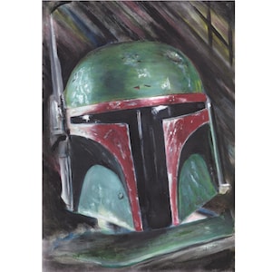 Boba Fett painting - Star Wars framed artwork - A4 wall art (Approx 8x12 inches / 29x22cm)
